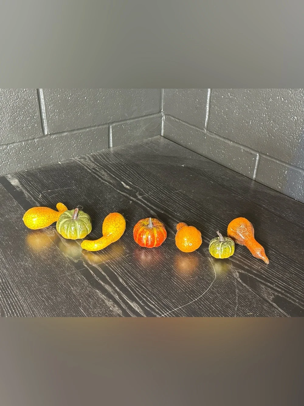 Decorative Mini Pumpkin and Gourd Set - Orange, Yellow, Green - Lot of 7